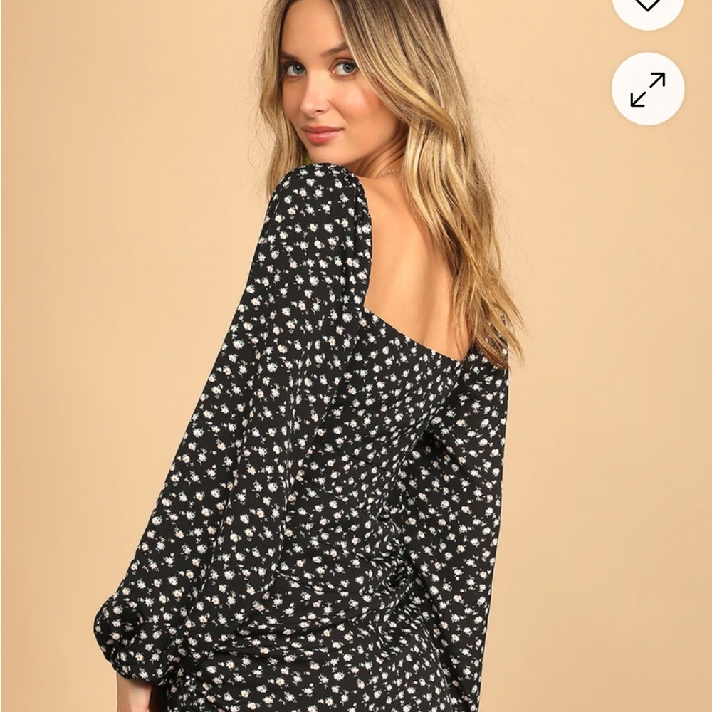 Growing in the Garden Black Floral Print Long Sleeve Dress - Picture 3 of 4